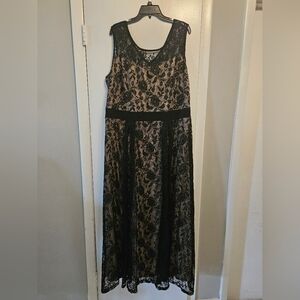 Candalite Chic Black and Beige Lace Maxi Dress -3x